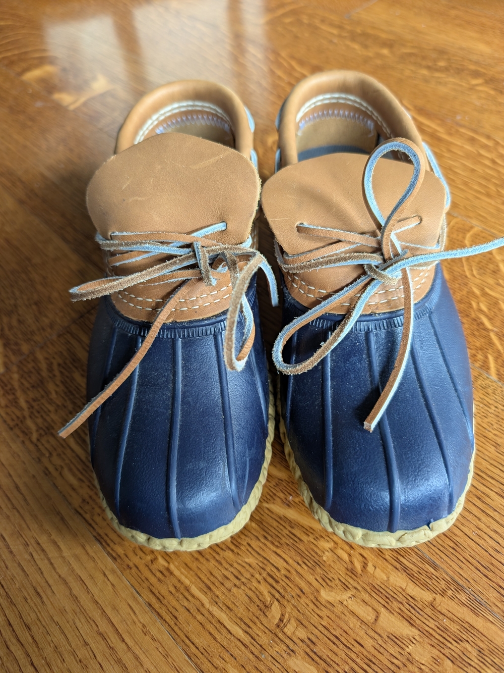L.L. Bean Navy and Tan Duck Shoes Men's Size 7 Slip On Loafers